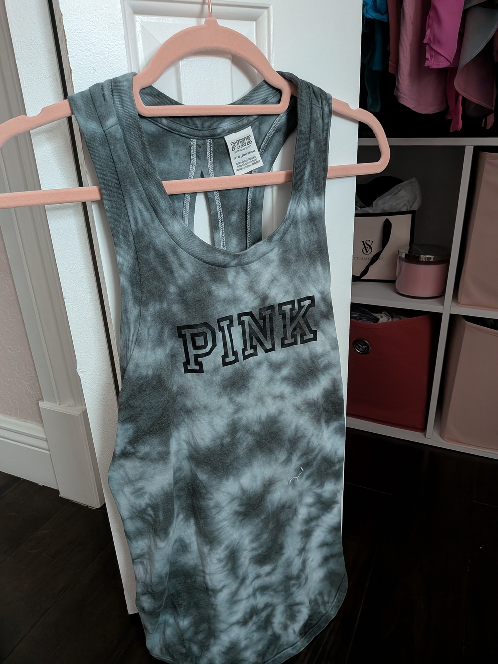 Victoria Secret PINK Tie-Dye Racerback Tank - Black & White Size Xs